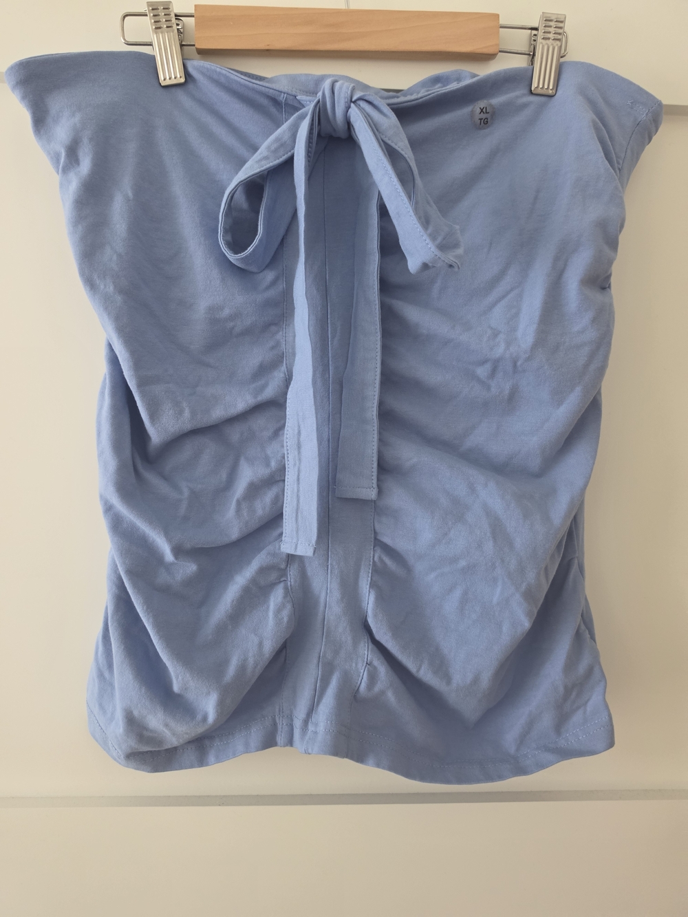 Y2K Light Blue Scrunched Tube Top/ Halter With Built In Bra - Picture 1 of 8
